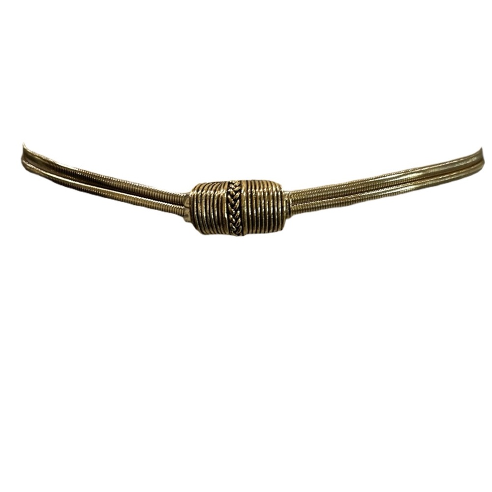 Gold Metallic Belt Vintage Stretchy Buckle Metal 80s 90s